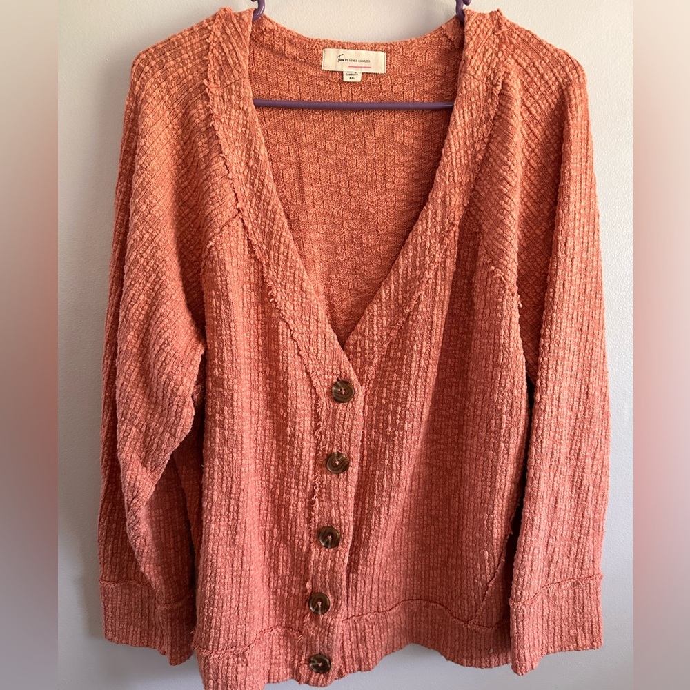Two by Vince Camuto Coral Knit Button-Front V-Neck Cardigan